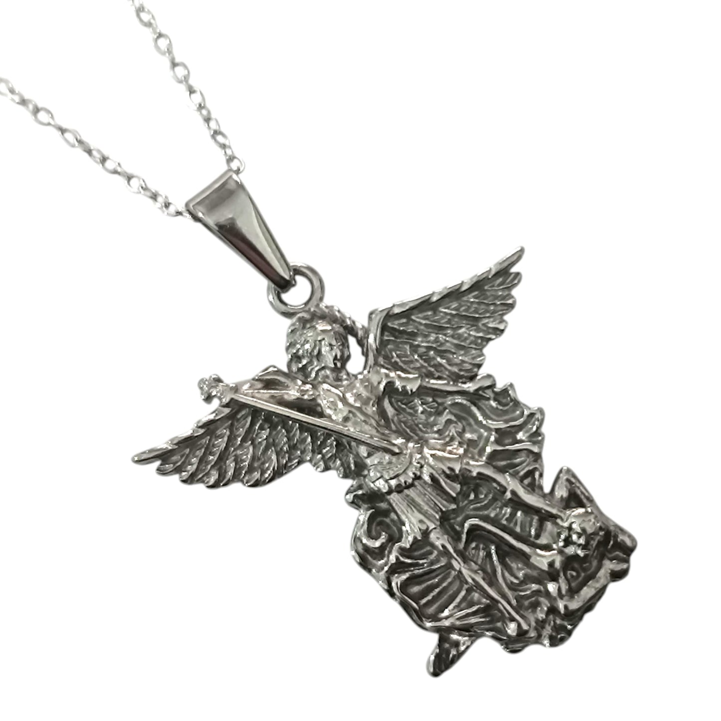 Collar Acero Arcangel San Miguel 40 mm (ELIGE TAMAÑO DE CADENA)