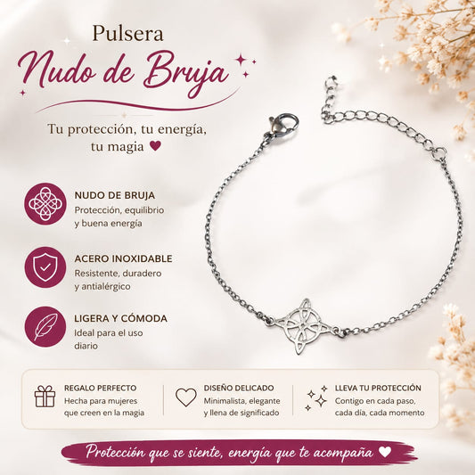 Juego Pulsera + Tobillera Nudo de Bruja | Acero Inoxidable Ajustable PULSERA ACERO