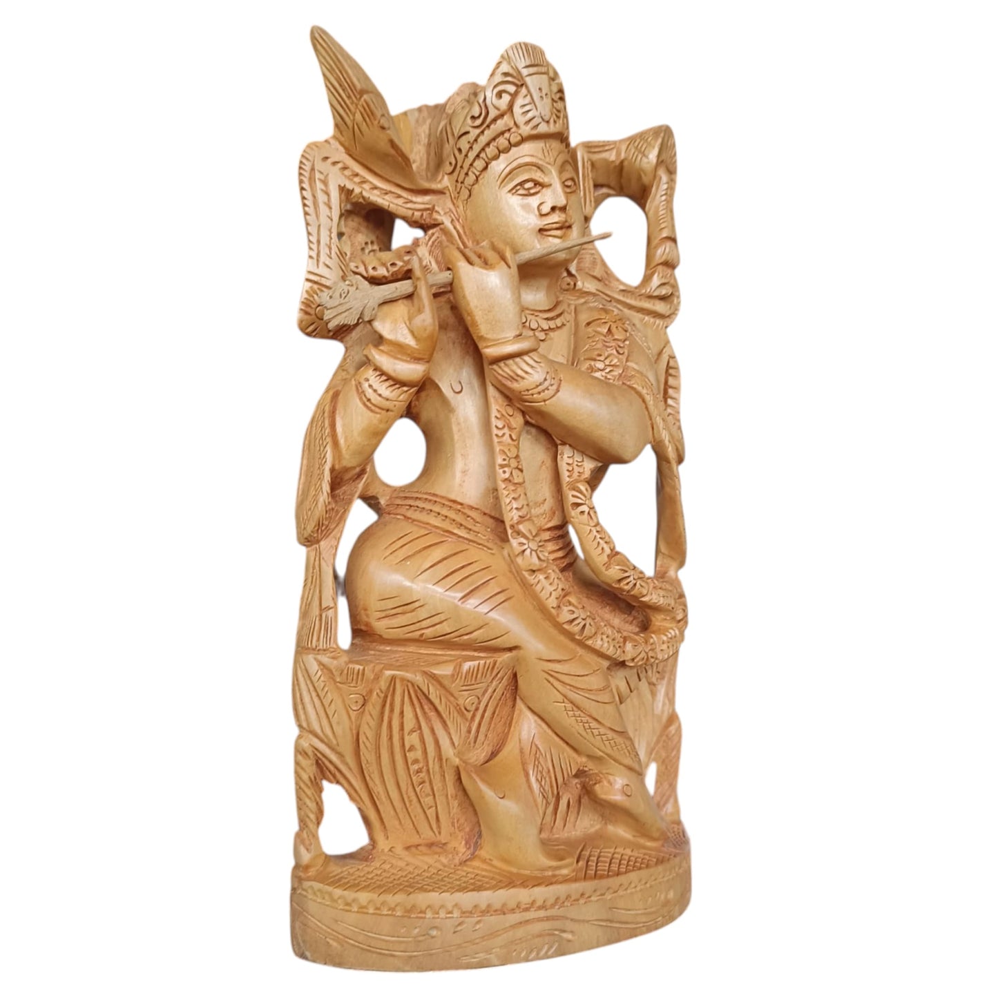 Figura Krishna Tallada A Mano 21 Cms Aprox