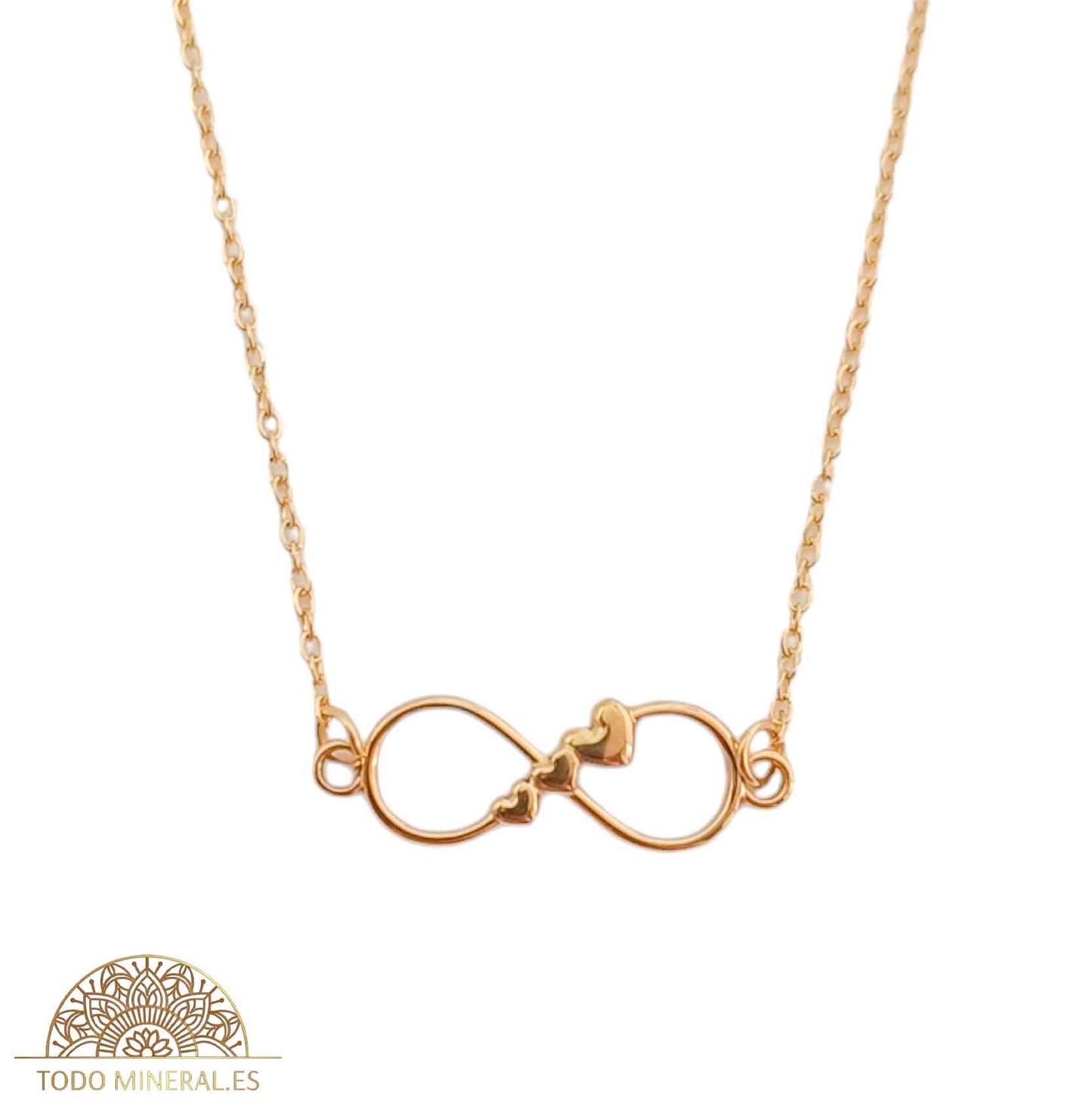 Collar Infinito En Acero Dorado Con Cadena 45+5 Cms