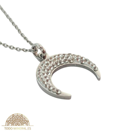 Collar Luna Invertida En Acero Con Cadena 45+5 Cms