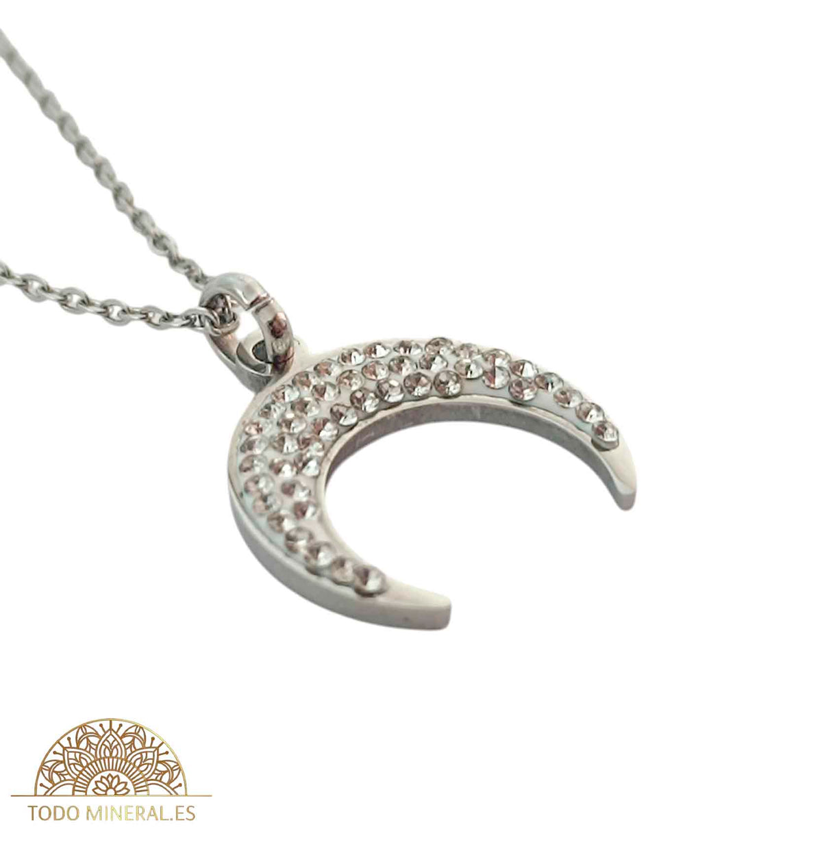 Collar Luna Invertida En Acero Con Cadena 45+5 Cms TODOMINERAL