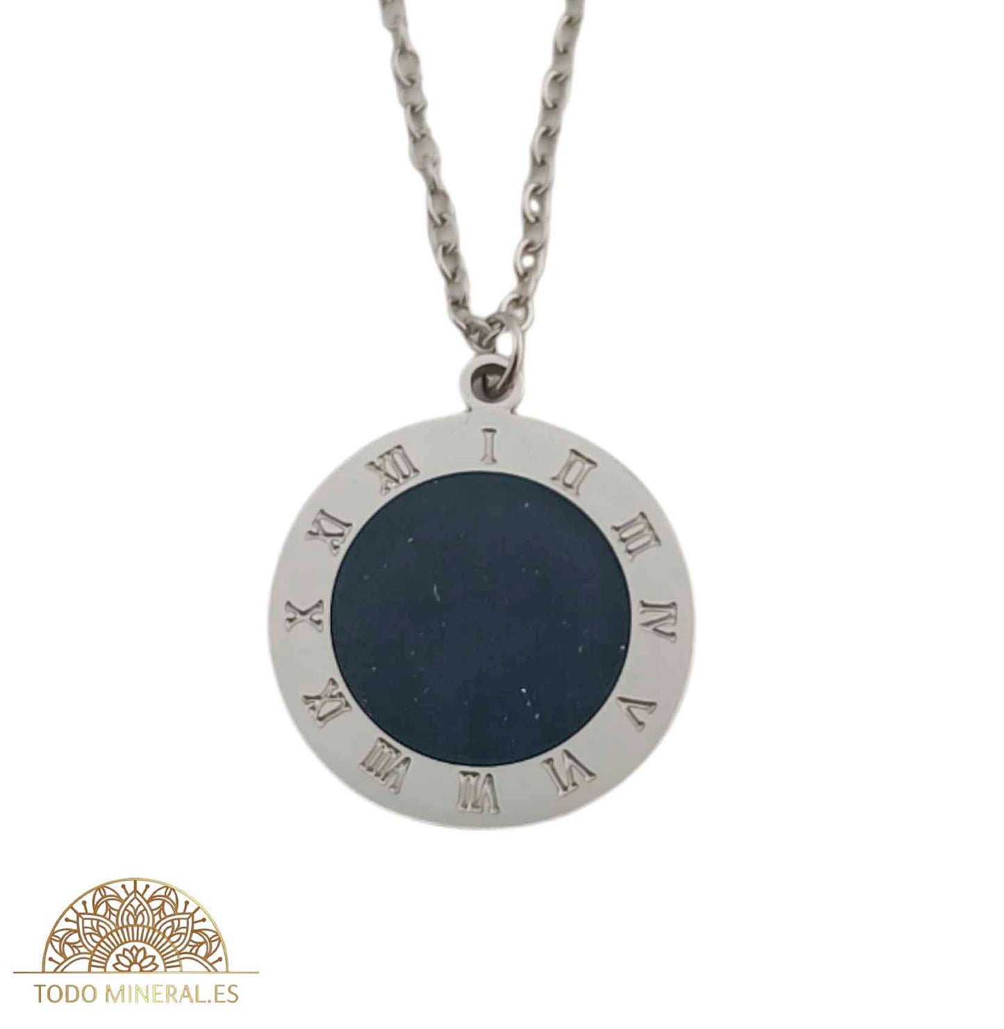 Collar Acero Numeros Romanos Con Cadena 45+5 Cms