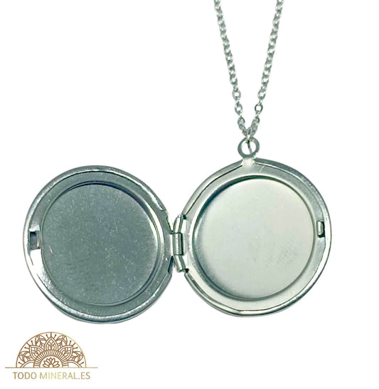 Collar Porta Foto Virgen En Acero Inoxidable Con Cadena 45+5 Cms TODOMINERAL