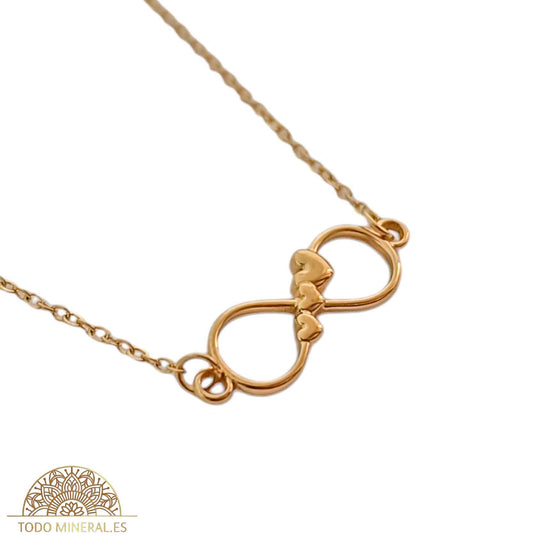 Collar Infinito En Acero Dorado Con Cadena 45+5 Cms TODOMINERAL