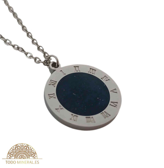 Collar Acero Numeros Romanos Con Cadena 45+5 Cms TODOMINERAL