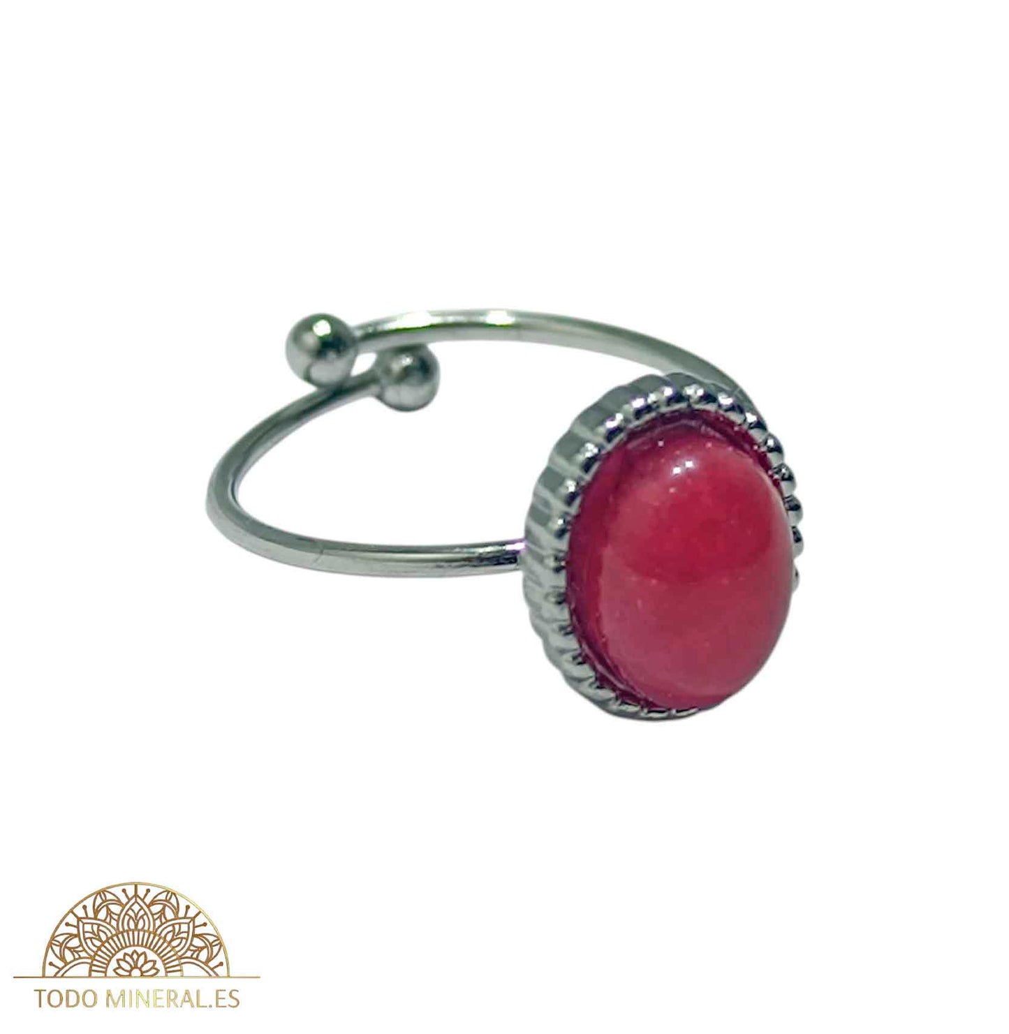 Anillo Adaptable Acero Piedra Jade Teñido TODOMINERAL