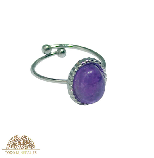 Anillo Adaptable Acero Piedra Amatista