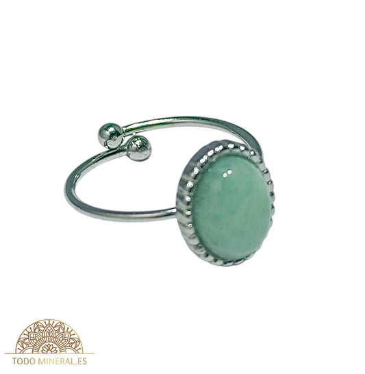 Anillo Adaptable Acero Piedra Aventurina Verde TODOMINERAL