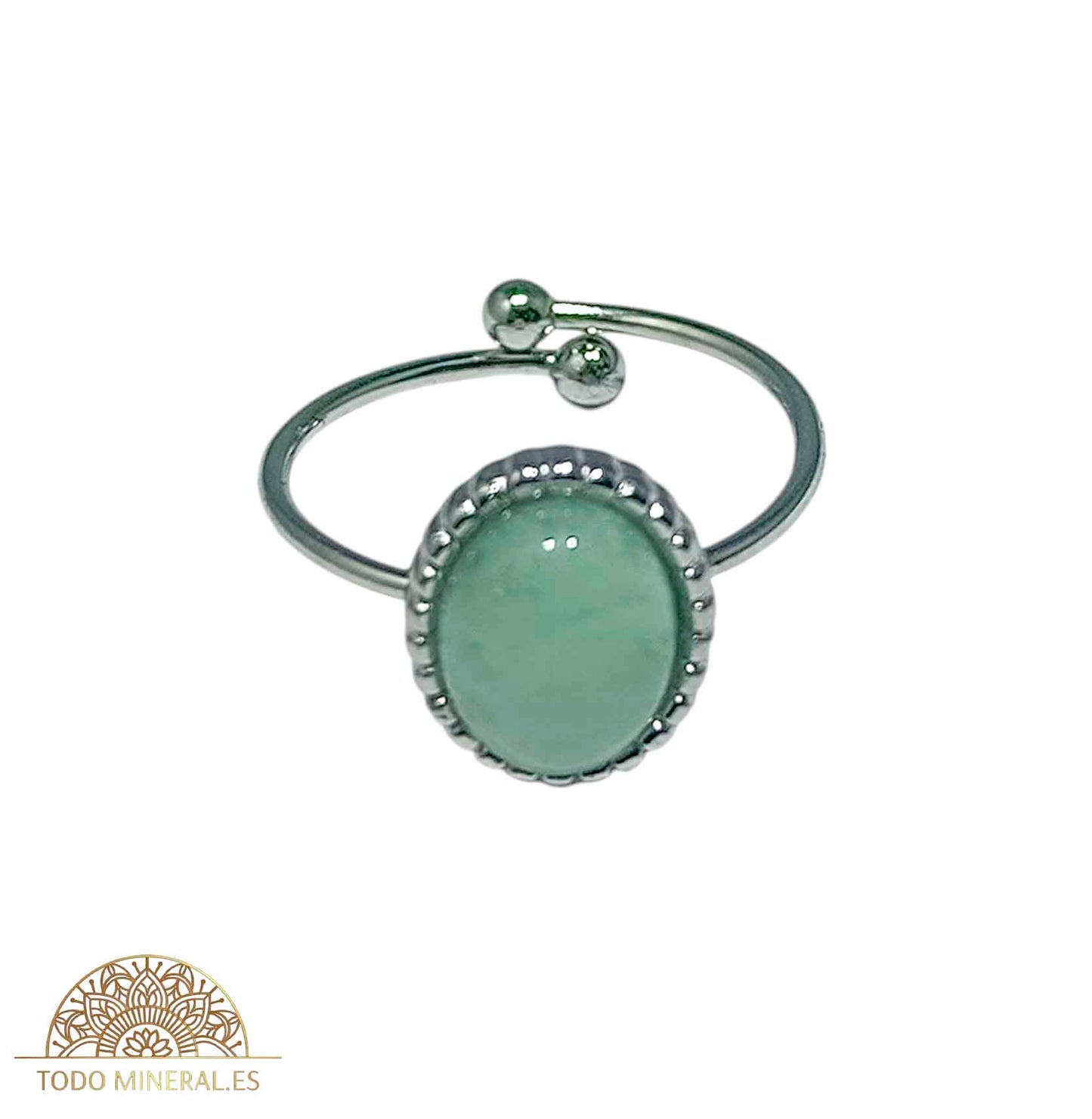Anillo Adaptable Acero Piedra Aventurina Verde TODOMINERAL