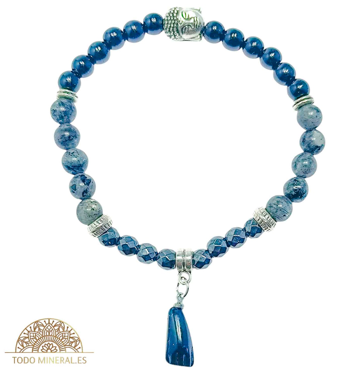 Pulsera Combinada Onix Hematite Y Larvikita 6 mm Dije Figa/Buda PULSERAS MINERALES
