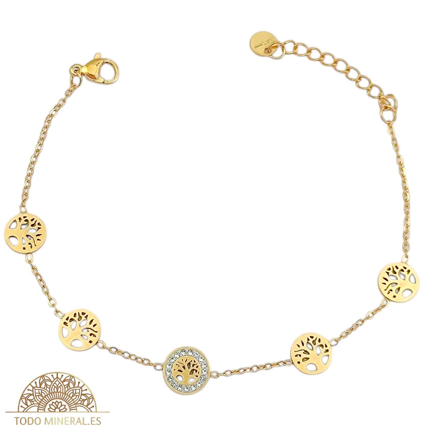 Pulsera Acero Dorado Con Dijes Arbol De La Vida PULSERA ACERO