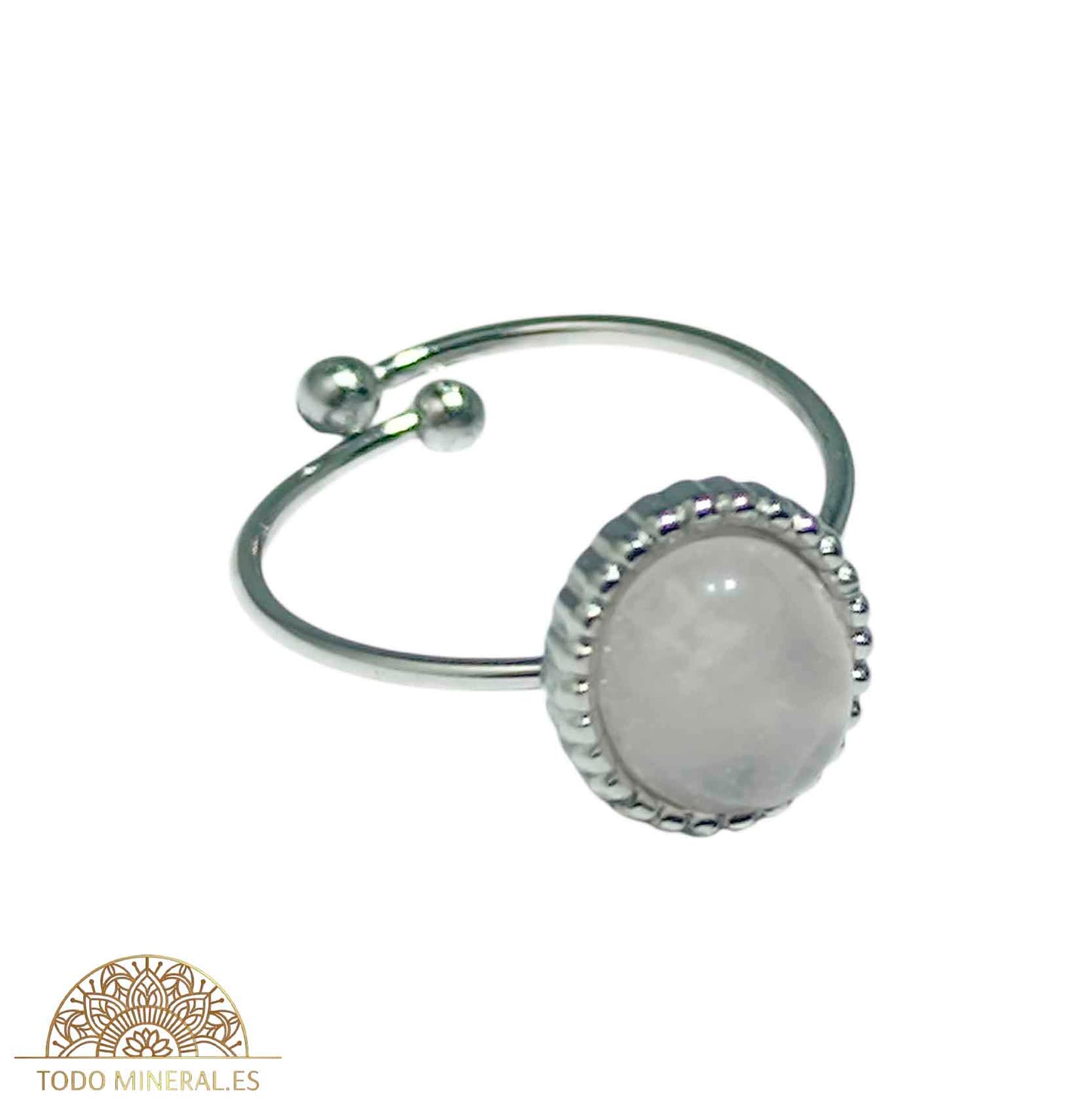 Anillo Adaptable Acero Piedra Cuarzo Blanco TODOMINERAL