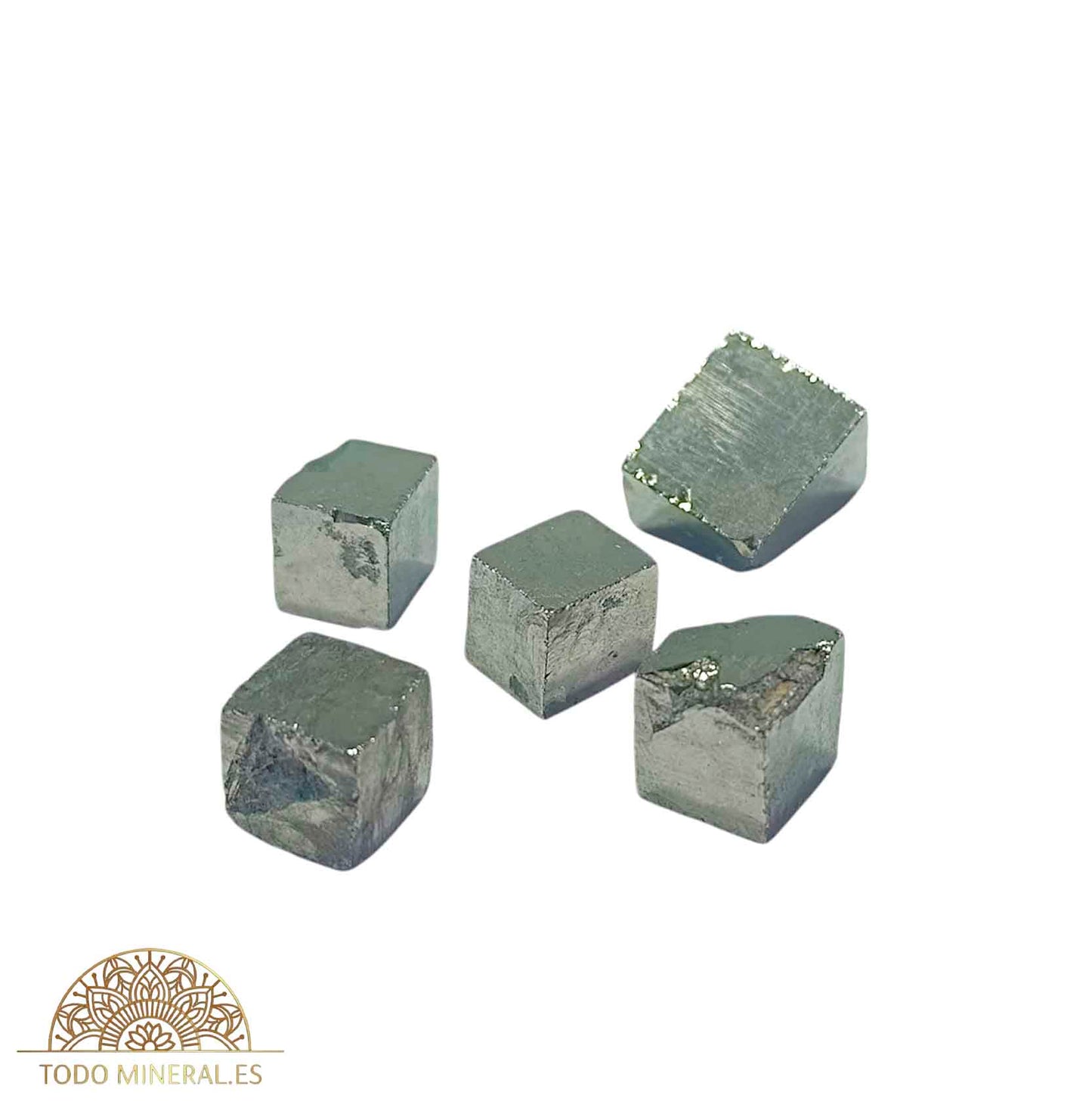 Mineral Lote 30 Gramos Pirita Pequeñas Cúbica Navajún 0,5 a 1 Cms Aprox (30 GRAMOS SON APROX 5 a 7 PCS) - TODOMINERAL