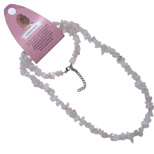 Juego Collar Y Pulseras Piedra Natural Irregular 40 Cms Cadena Extensión 5 cms Fabricado En Hilo Acero (ELIGE TU MINERAL) TODOMINERAL