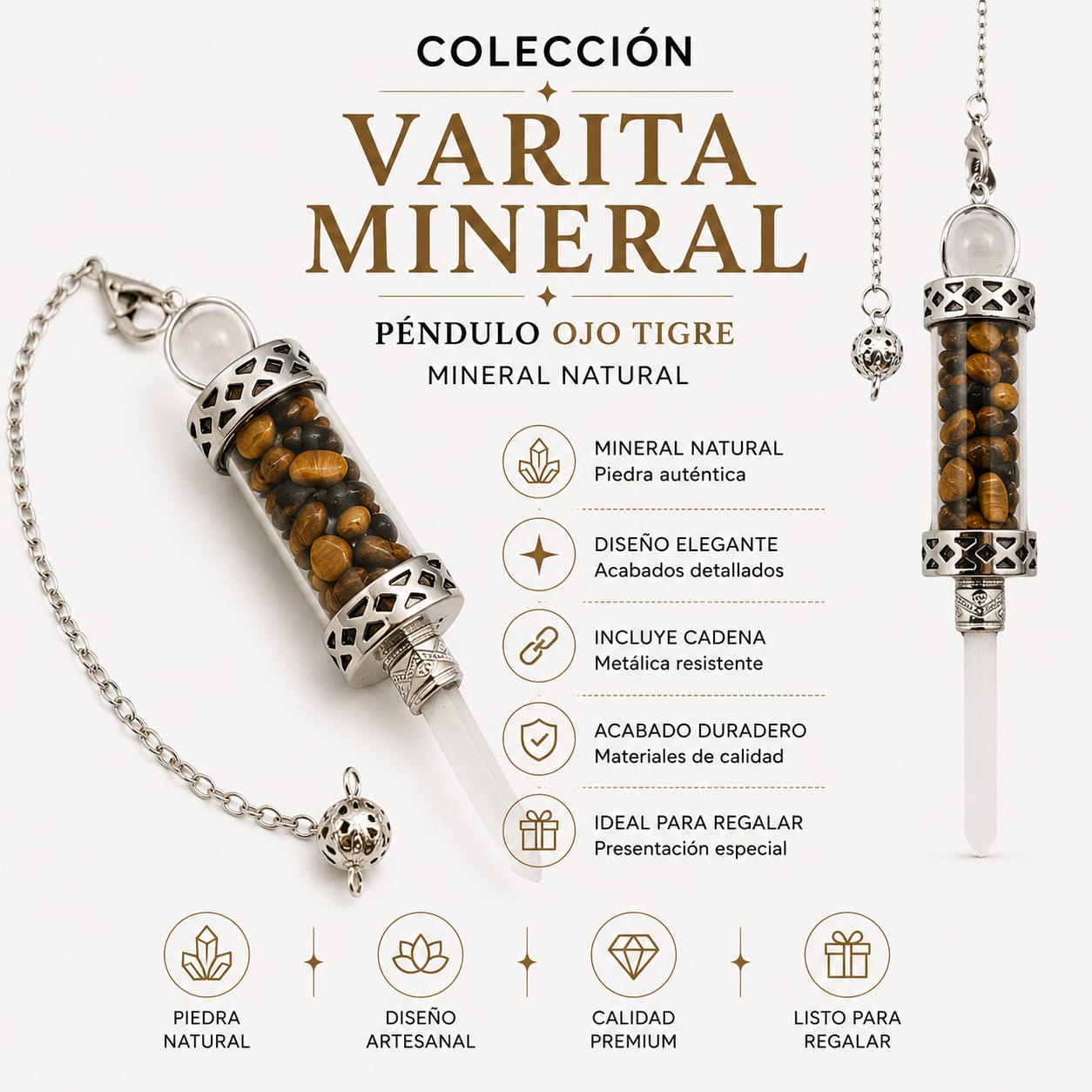 Pendulo Varita Mineral Elige Tu Piedra PENDULOS