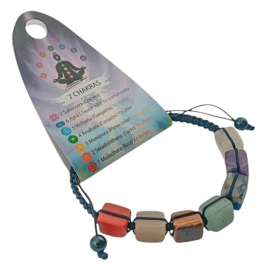 Pulsera Combinada Piedra Natural Cubos 7 Chakra PULSERAS MINERALES