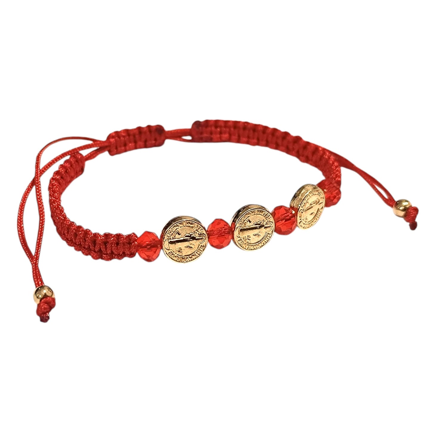 Pulsera Ajustable Con Dije San Benito ( ELIGE TONO ) PULSERA 7 NUDOS