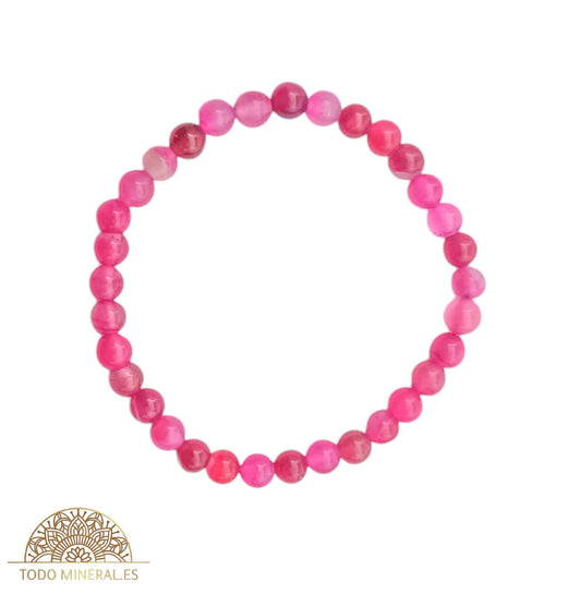 Pulsera Piedra Natural Agata Fucsia 6 mm - TODOMINERAL