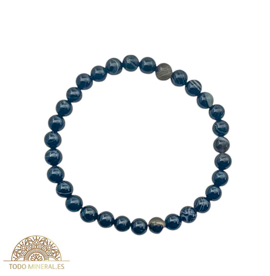 Pulsera Piedra Natural Agata Negra Fucsia 6 mm - TODOMINERAL