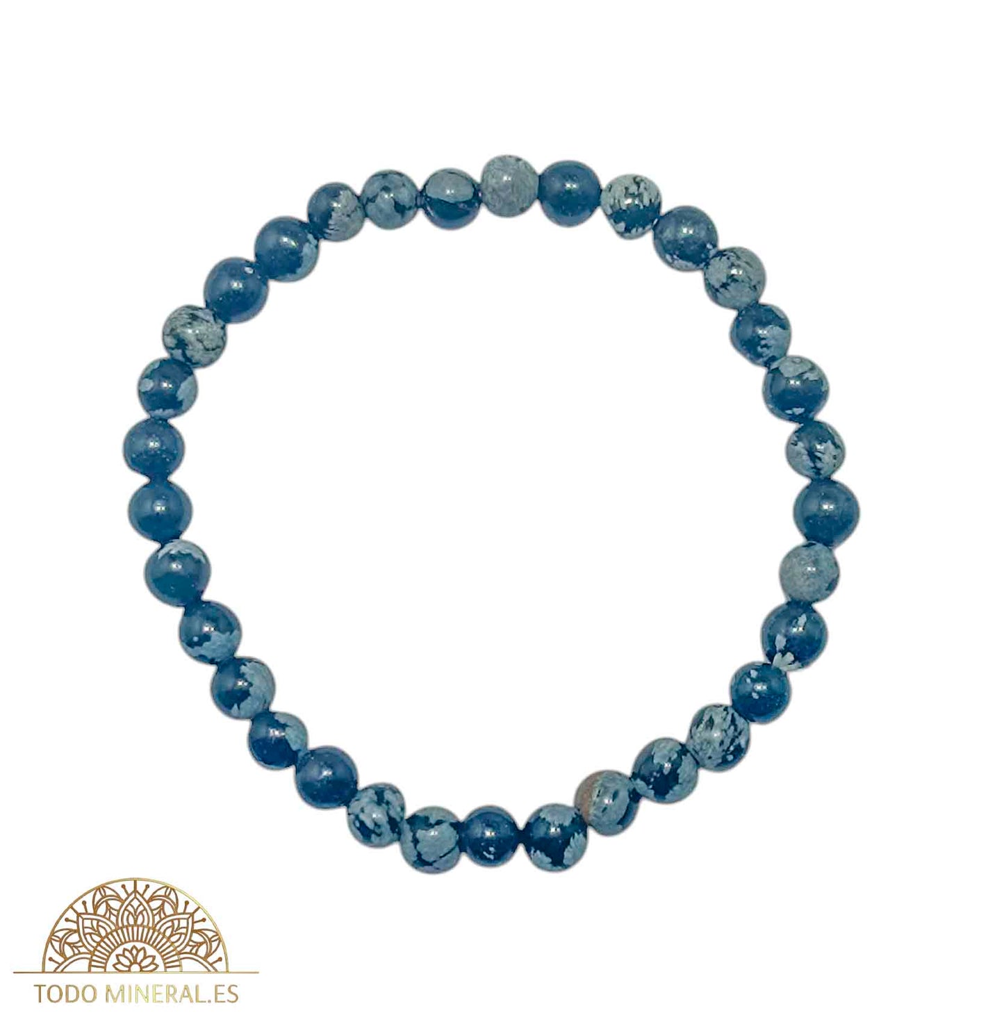 Pulsera Piedra Natural Obsidiana Nevada 6 mm - TODOMINERAL