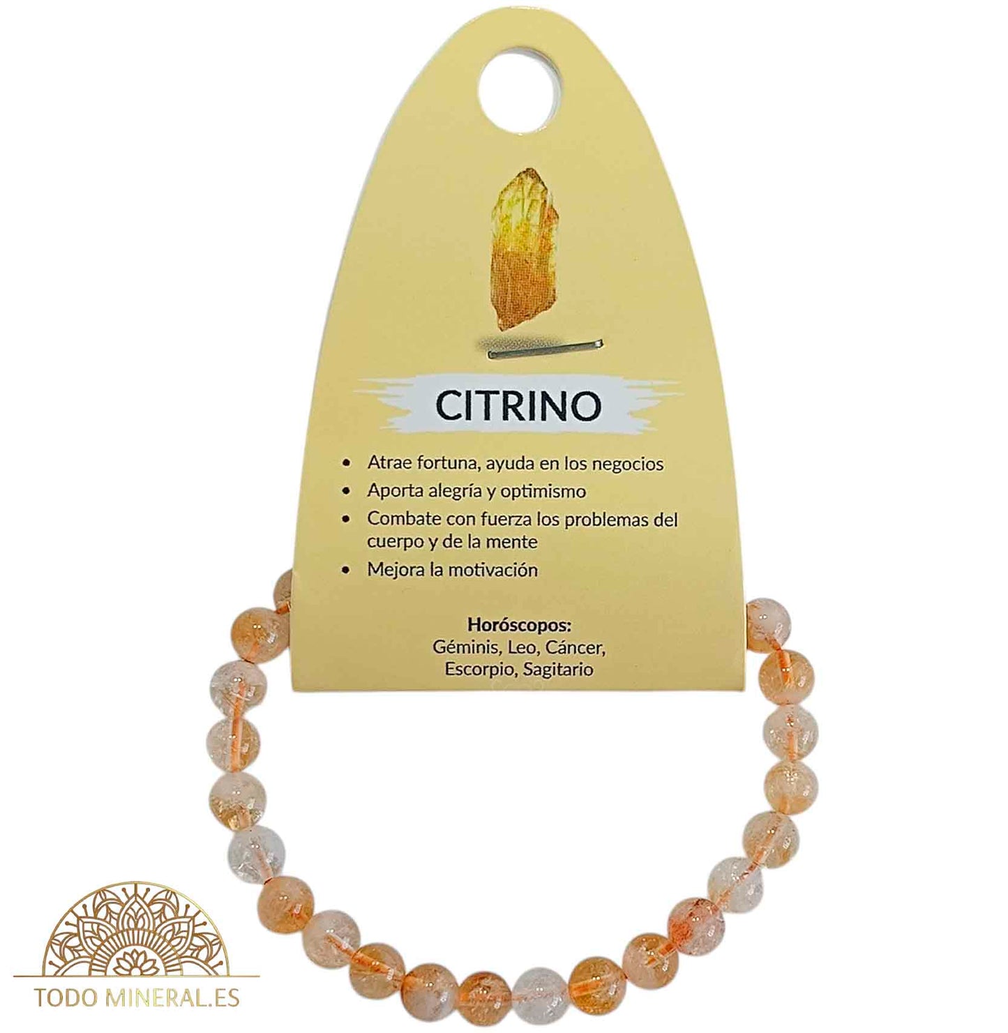 Pulsera Piedra Natural Piedra Citrino 6 mm - TODOMINERAL
