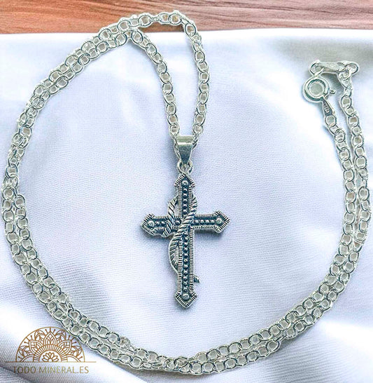 Colgante Cruz Con Cadena 45 Cms Plata 925 TODOMINERAL