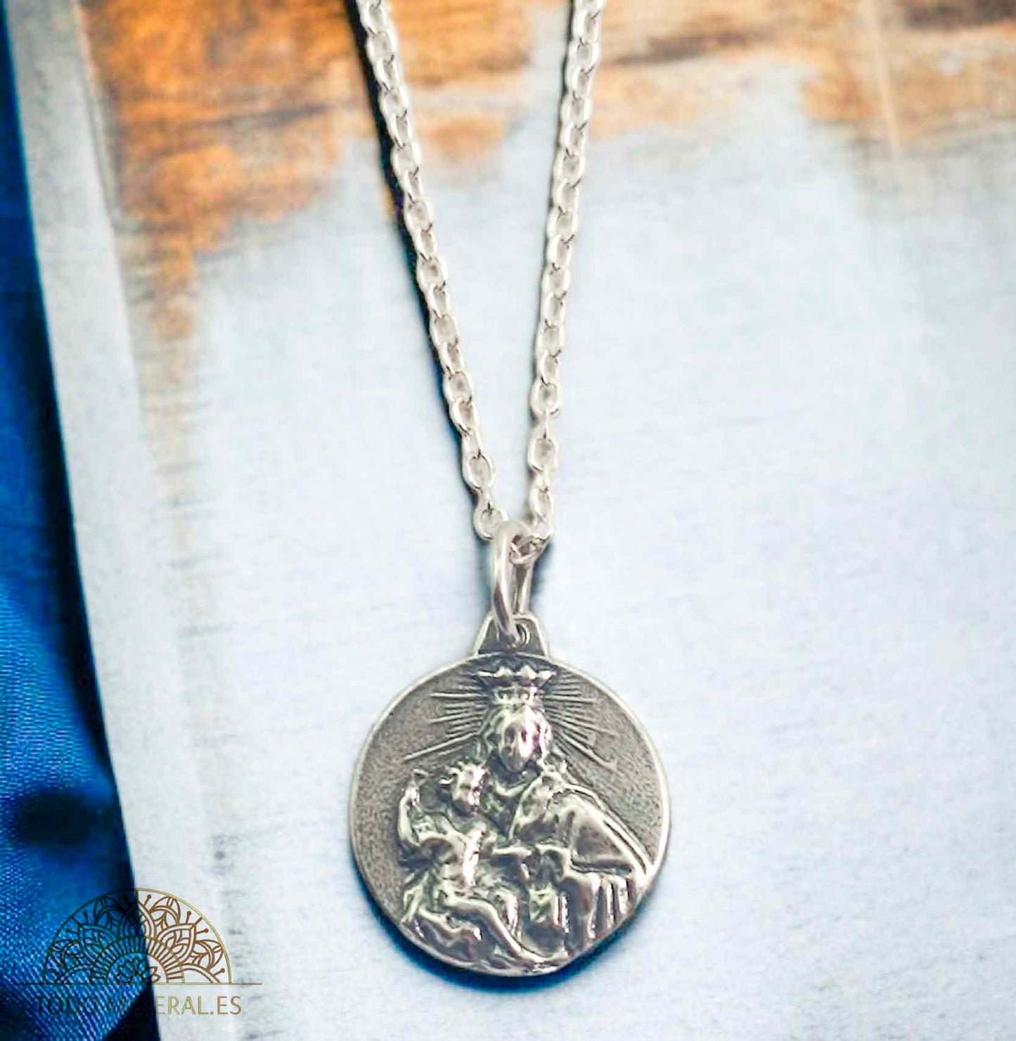 Colgante Virgen Del Carmen 18 mm Con Cadena Plata 925 40 CMS TODOMINERAL