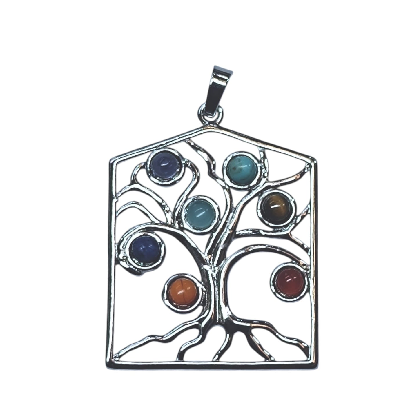 Collar Colgante Metal Con Minerales 7 Chakras | Incluye Cadena Acero Finita TODOMINERAL