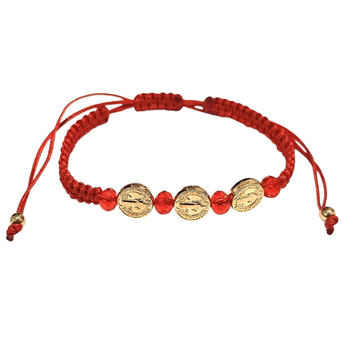 Pulsera Ajustable Con Dije San Benito ( ELIGE TONO ) PULSERA 7 NUDOS