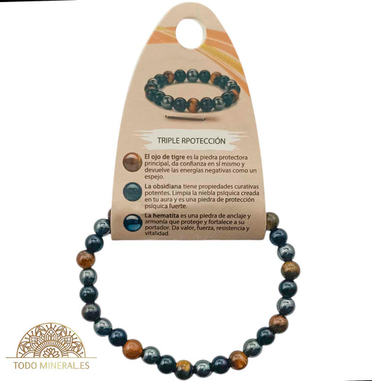 Pulsera Combinada Triple Potección 6 mm - TODOMINERAL