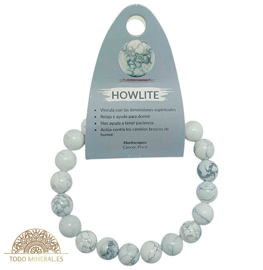 Pulsera De Hombre 22 Cms Piedra Howlite 10 mm - TODOMINERAL