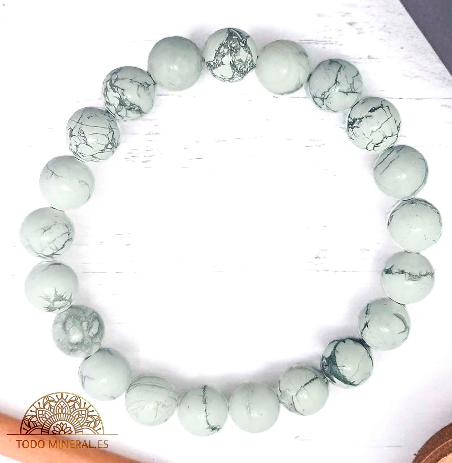 Pulsera De Hombre 22 Cms Piedra Howlite 10 mm - TODOMINERAL
