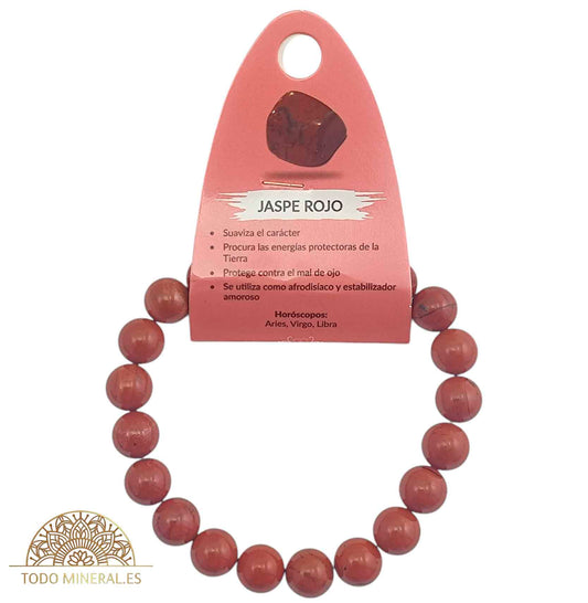 Pulsera De Hombre 22 Cms Piedra Jaspe Rojo 10 mm - TODOMINERAL