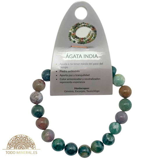 Pulsera De Hombre 22 Cms Piedra Agata India 10 mm - TODOMINERAL