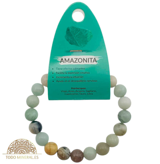 Pulsera De Hombre 22 Cms Piedra Amazonita 10 mm - TODOMINERAL
