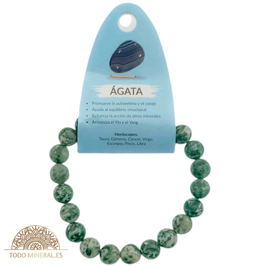 Pulsera De Hombre 22 Cms Piedra Agata Arbol 10 mm - TODOMINERAL