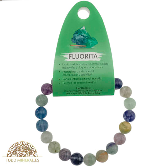 Pulsera De Hombre 22 Cms Piedra Fluorita 10 mm - TODOMINERAL