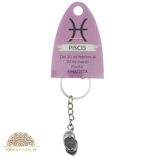 Llavero Metal Horóscopo Piscis Con Bola Amatista - TODOMINERAL