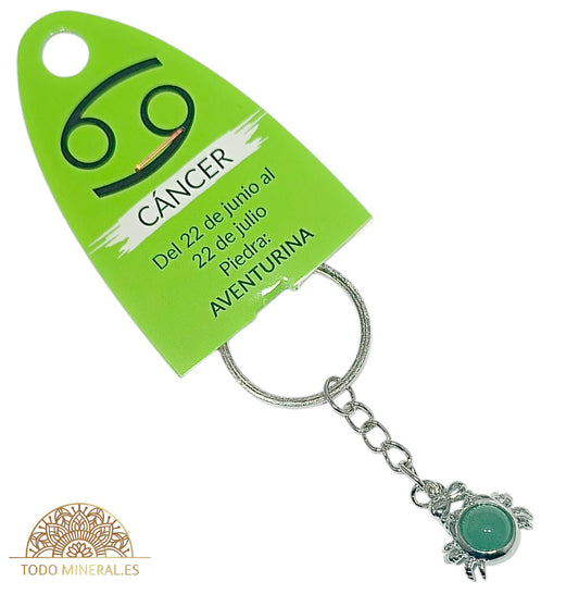 Llavero Metal Horóscopo Cancer Con Bola Aventurina - TODOMINERAL