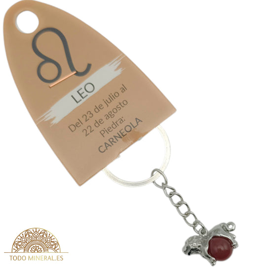 Llavero Metal Horóscopo Leo Con Bola Carneola - TODOMINERAL