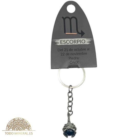 Llavero Metal Horóscopo Escorpio Con Bola Onix - TODOMINERAL