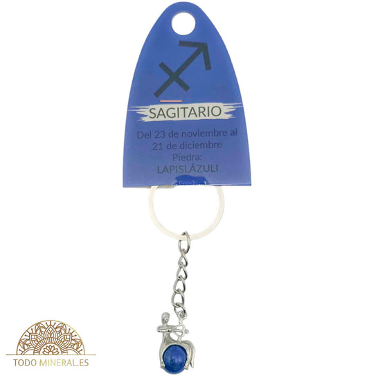 Llavero Metal Horóscopo Sagitario Con Bola Lapislázuli - TODOMINERAL