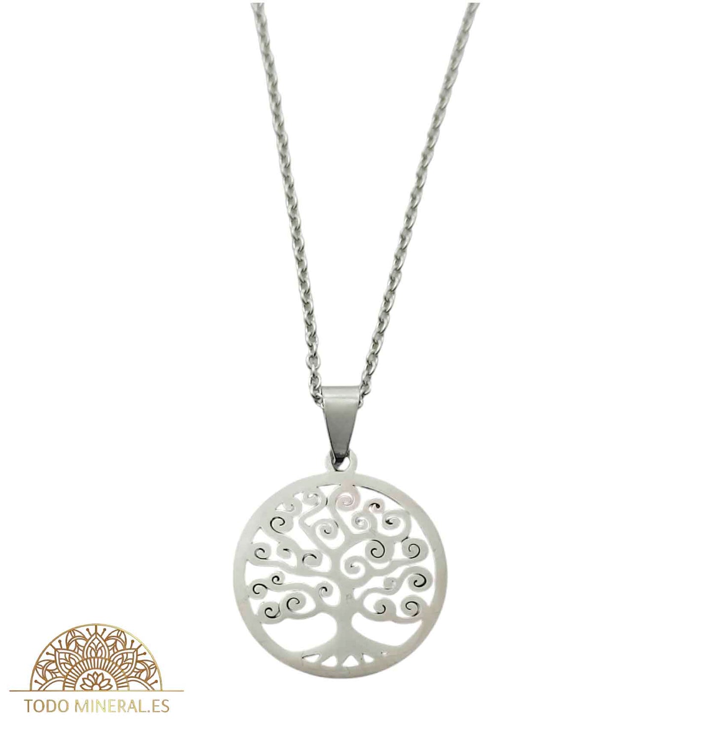 Collar Árbol De La Vida En Acero Inoxidable Con Cadena 50 Cms - TODOMINERAL