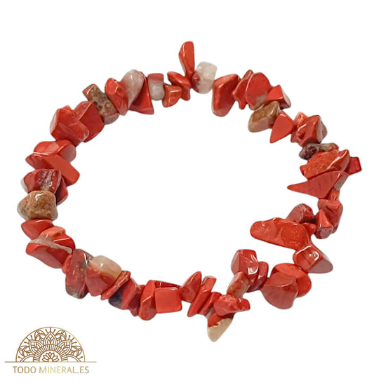 Pulsera Elástica Chip Piedra Jaspe Rojo - TODOMINERAL