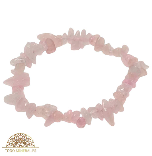Pulsera Elástica Chip Piedra Cuarzo Rosa - TODOMINERAL