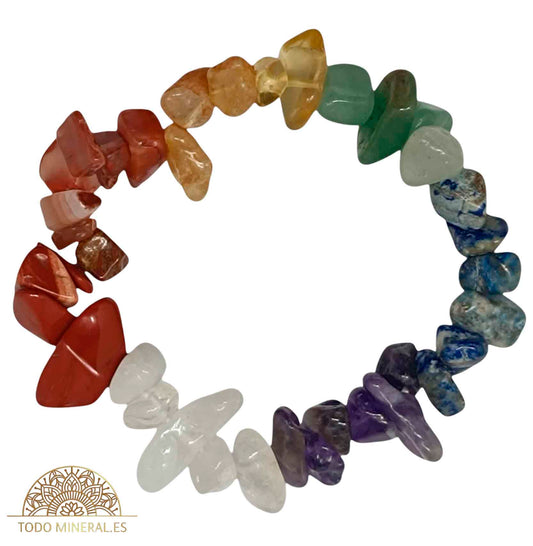 Pulsera Elástica Chip Grande Piedra 7 Chakras - TODOMINERAL
