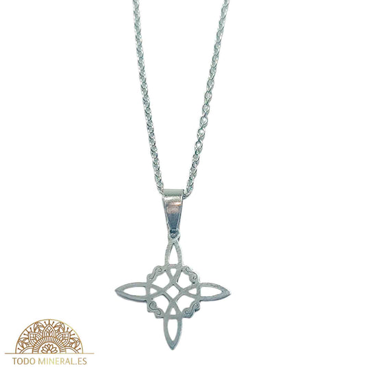 Collar Nudo De Bruja En Acero Inoxidable Con Cadena 50 Cms - TODOMINERAL