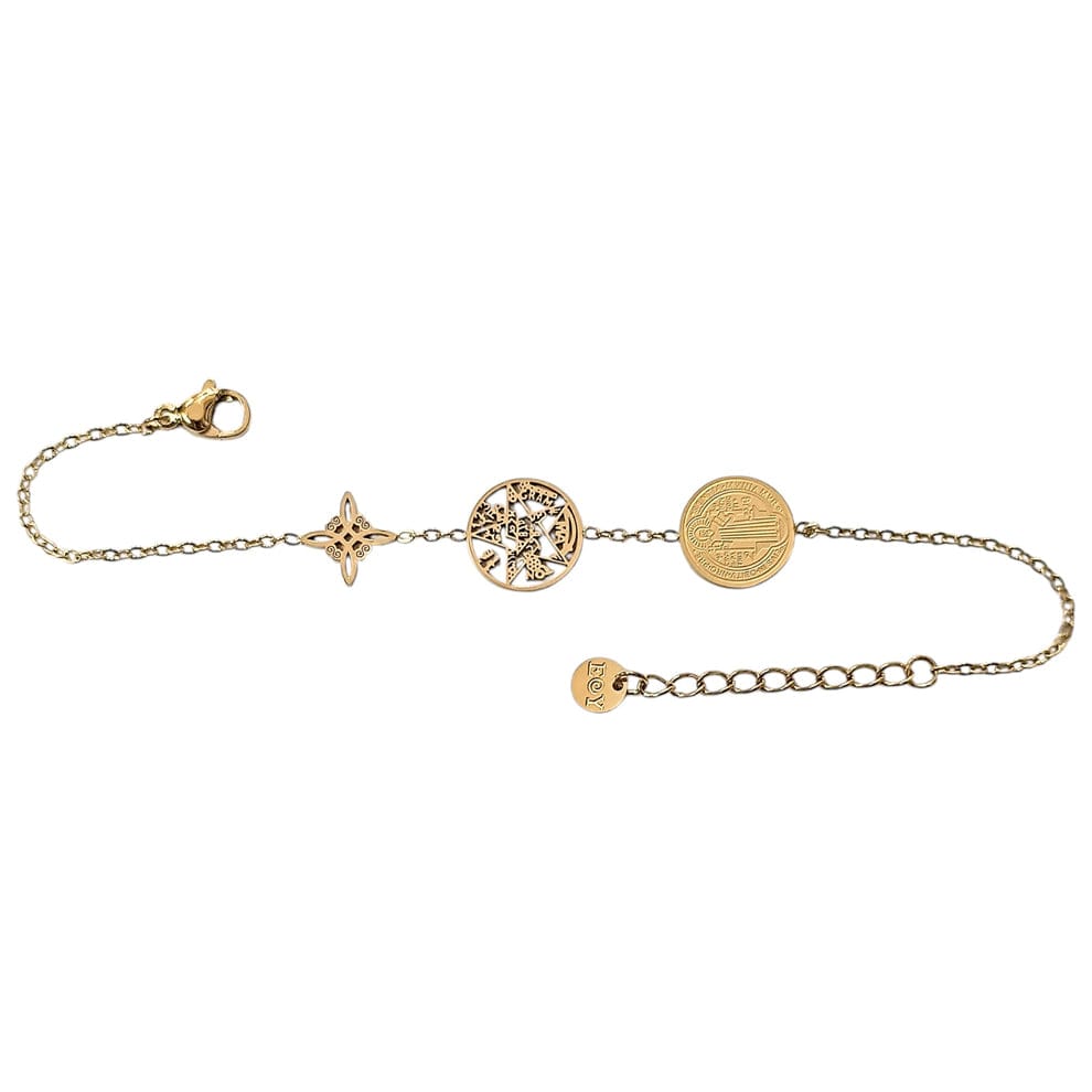 Pulsera Acero Triple Poteccion Nudo De Bruja Terragramaton Y San Benito ELIGE TONO PULSERA ACERO