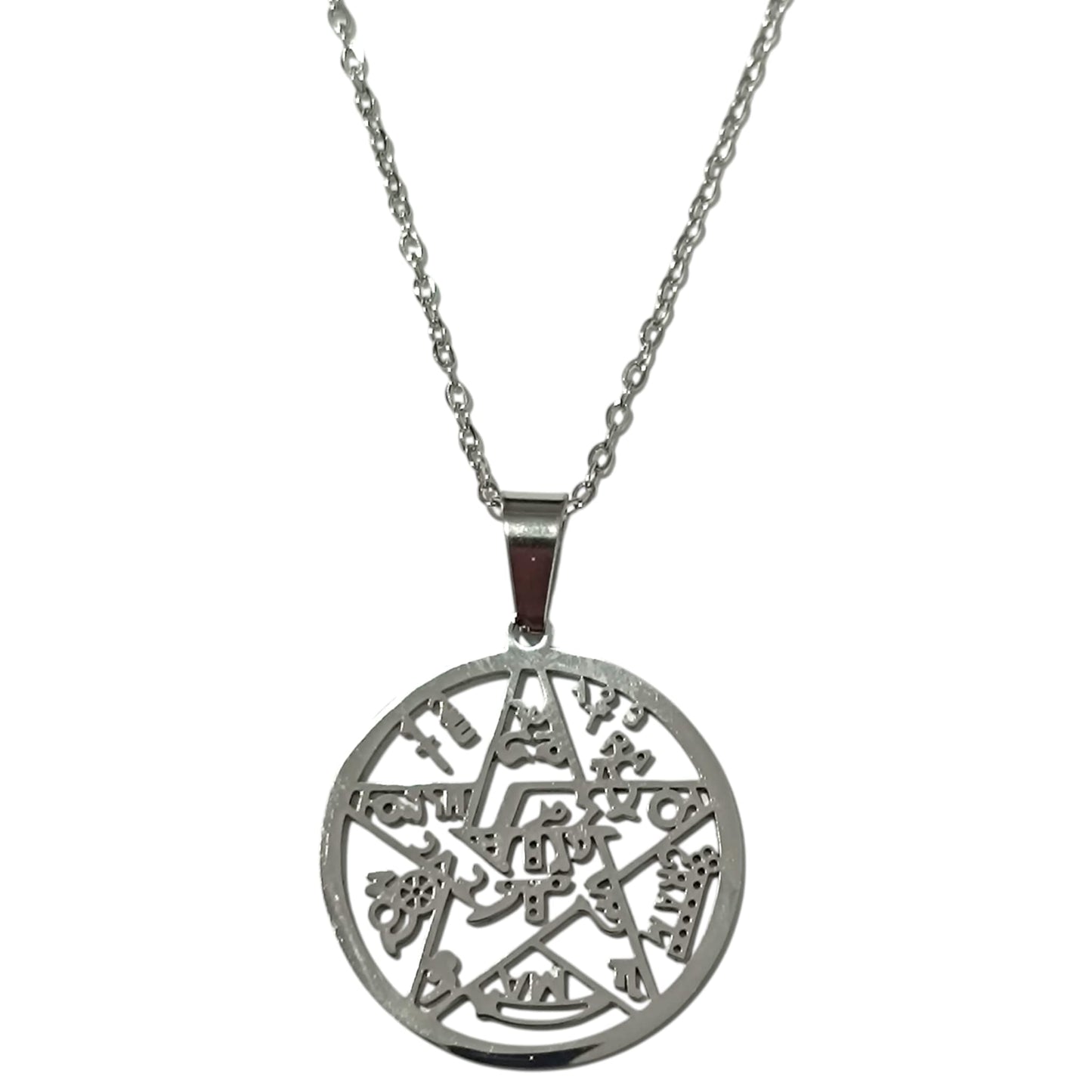 Collar Tetragramaton En Acero Inoxidable Con Cadena 40 Cms TODOMINERAL